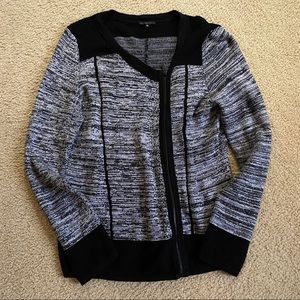 Women’s Black & Gray Zip-Front Knit Jacket Hoodie